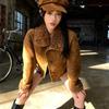 Retro Coffee Lamb Wool Jacket with Fur Lining – Trendy, Warm Top for Petite Sizes