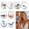 Handgefertigtes Künstlerisches Glasware Oktopus Glasbecher, 350ml Stielloses Weinglas, Wal Delfin Schildkröte Lebendiges Tentakel Design Becher Meeresbewohner Trinken