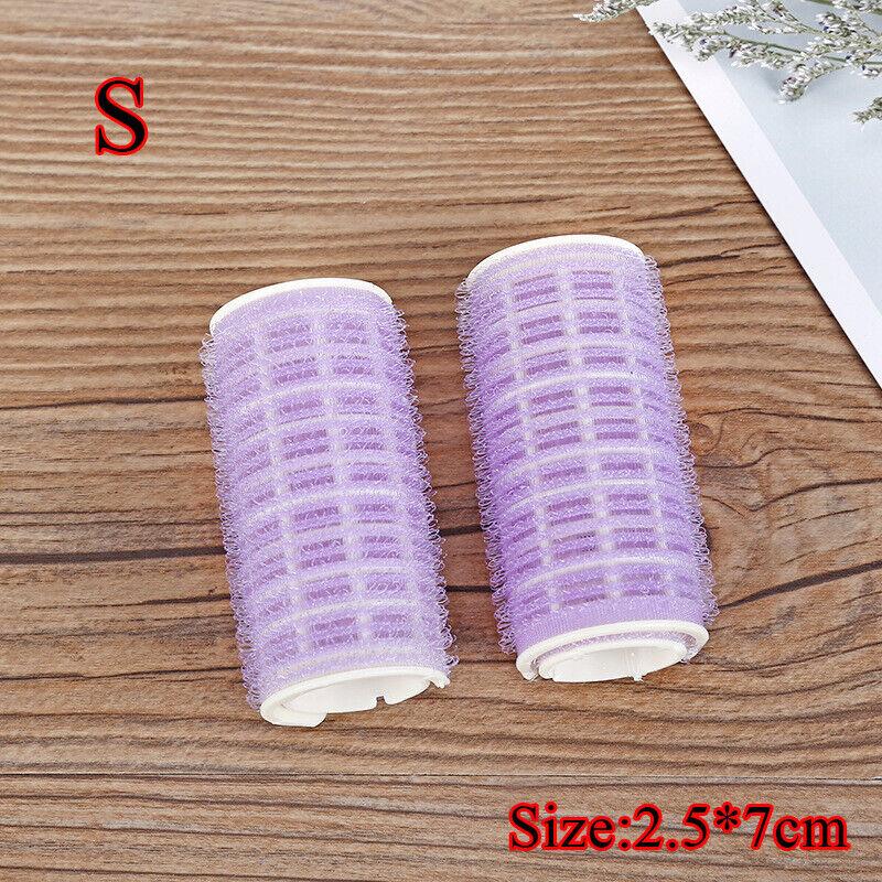 

2 шт./компл. бигуди для волос без нагрева, бигуди для волос с самозахватом, без нагрева, бигуди для ленивой челки ~ S фиолетовый