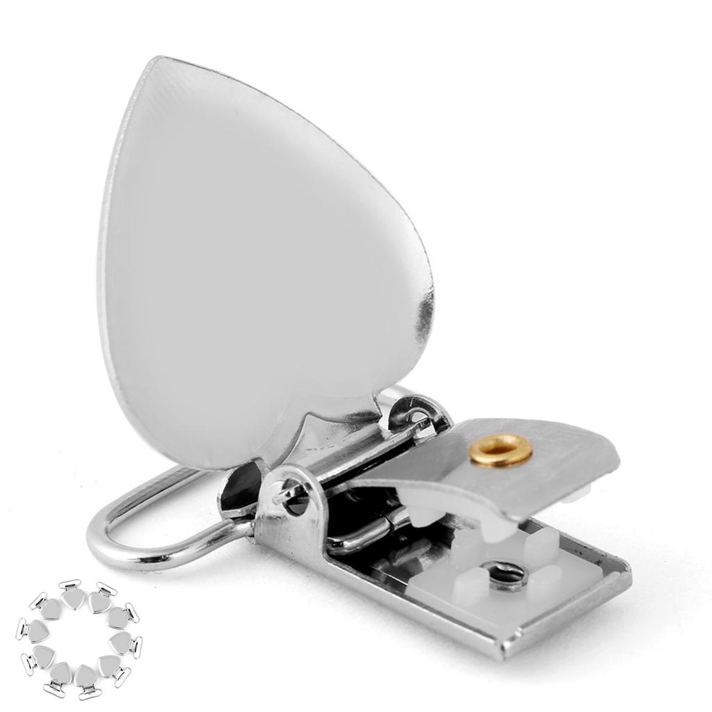 10 stücke Silber Metall Pfirsich Herz Hosenträger Clips Halter Kunststoff Zähne