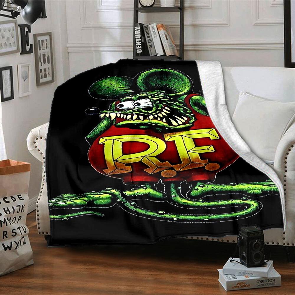 1pc Rat Fink Throw Blanket Soft Flannel, Cozy All Season Polyester Perfect for Home, Office