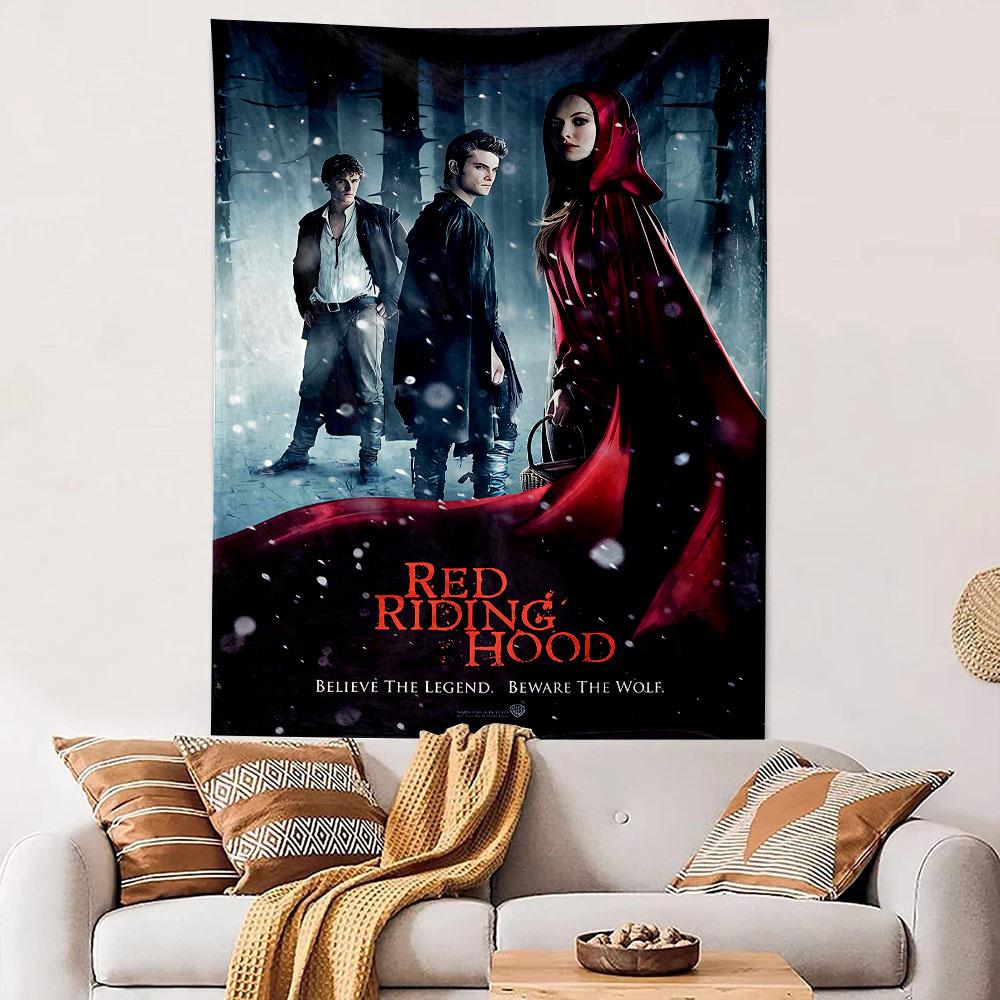 Red Riding Hood Tapestry Wall Hanging, Believe the Legend Movie Art, Dark Fairy Tale Wall Decor for Bedroom Dorm