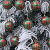 2 Boxes Christmas Tree Decorations Tartan Pattern Plastic Hanging Ball Festival Home Holiday Party Decorative Accent