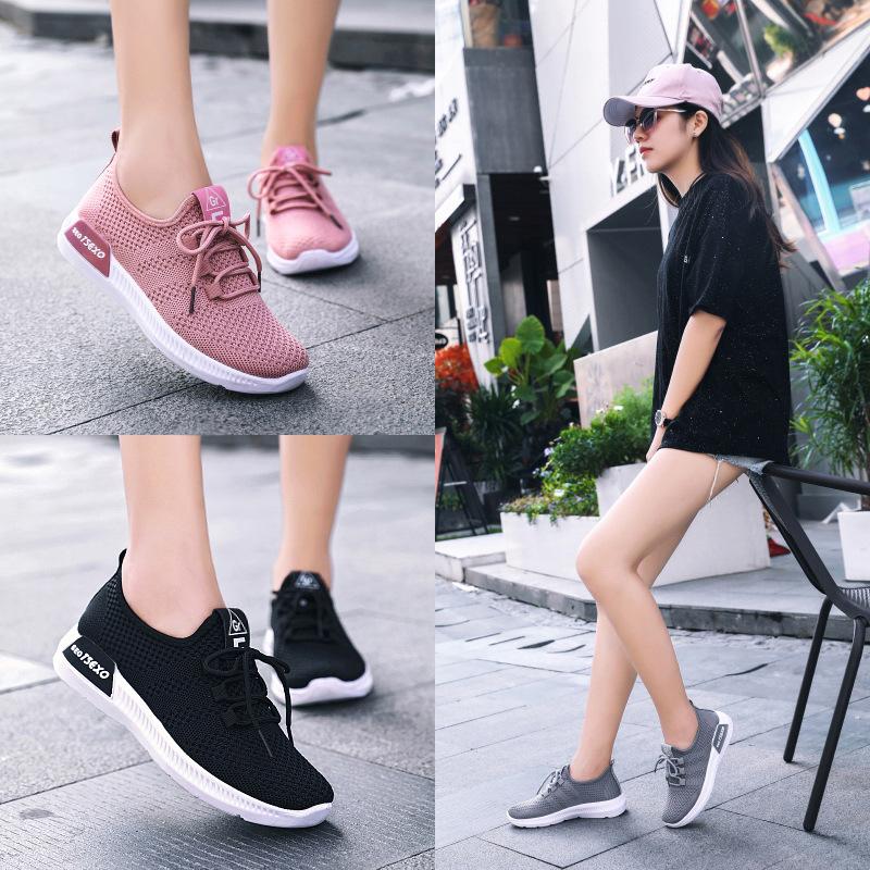 Customized women's shoes sneakers casual shoes fashion trend running shoes foreign trade flying knitting sports shoes women breathable