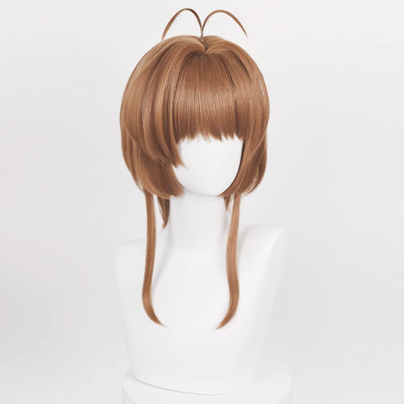 Sakura Kinomoto Cosplay Wig, Brown, Heat-Resistant, Perfect for Cosplay, Photoshoots, and Festivals (A) Free