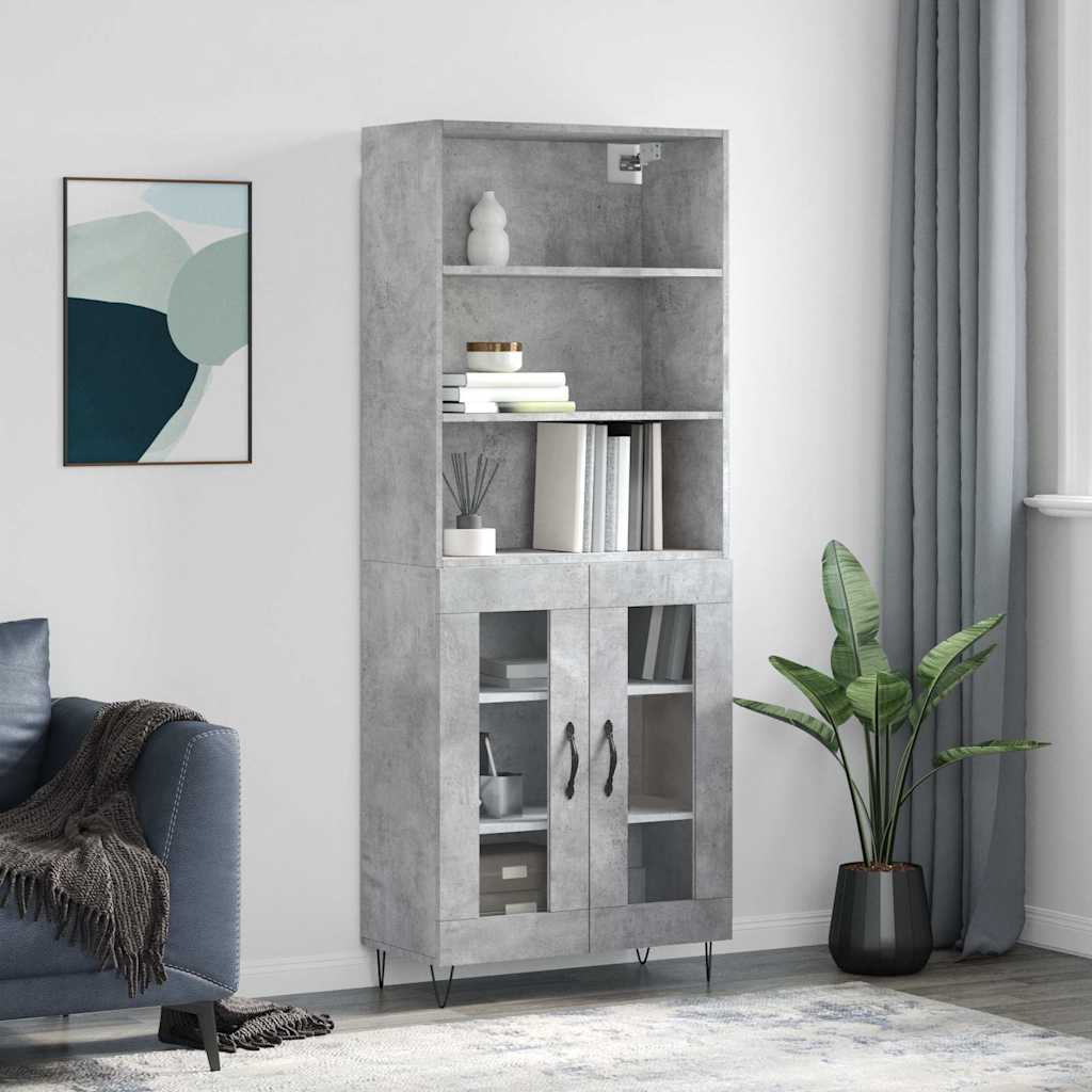 Highboard Concrete Grey 69.5 x 34 x 180 cm Particleboard