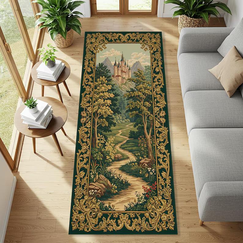 

Fantasy Forest Pattern Area Carpet Mat Rug Home Decoration Fairy Tale Vintage Modern Hallway Living Room Floor Home Rug 40X120CM
