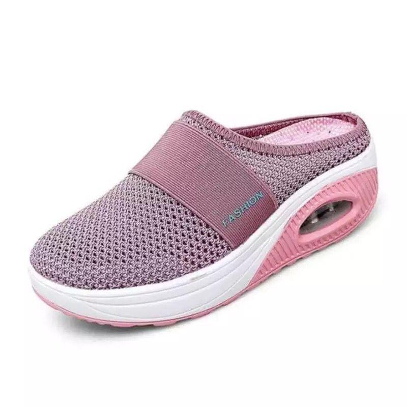 Xia's new large-size lazy one-pedal bag head mesh thick-soled slippers women's slope heel slippers women's