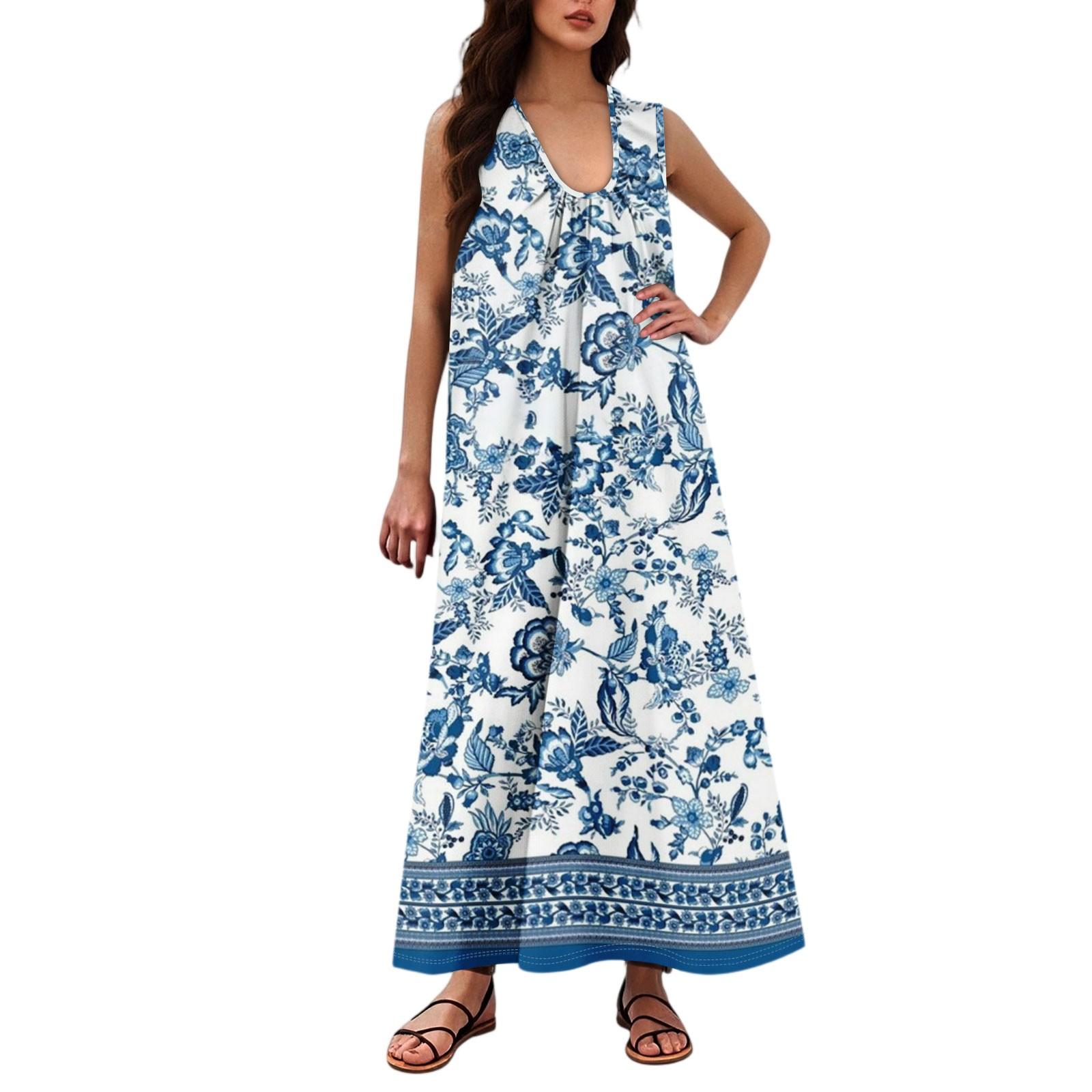 

Женская Мода Повседневная А-силуэт Цветочный Принт Эффект Молотка Свободная Длинная Юбка с Карманами S