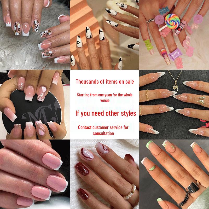 

High-Quality Handmade Wearable Nails with French Edge - Simple, Light Luxury Manicure
