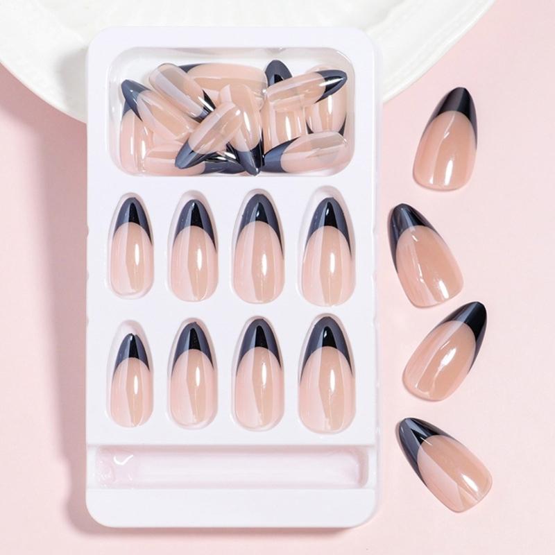 Mittel Mandel Aufdrücknagel French Tip Falschnagel Glänzend Künstlicher Nagel Acryl Aufklebenagel für einfache Anwendung