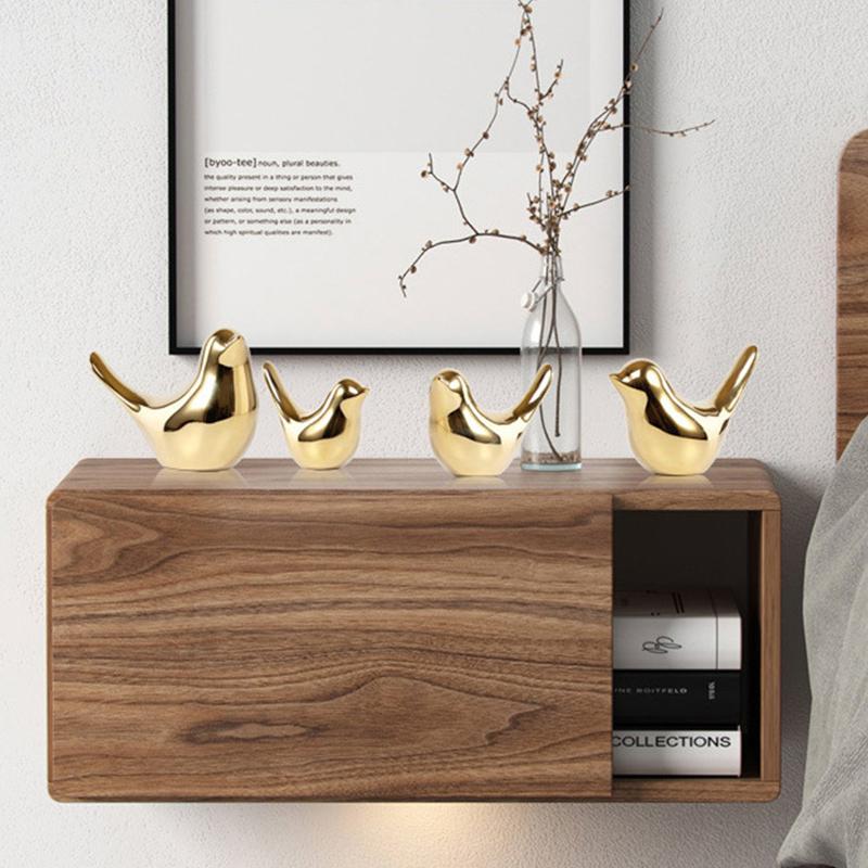Ornamente Păsări Ceramice Argintii Păsări Ceramice Simple de Lux Figurine Păsări Ceramice Aurii