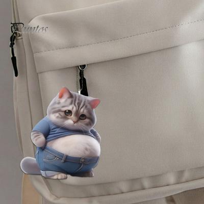 Automobile Pendant Multi-functional Suspension Big Belly Cat Design 2D Acrylic Car Pendant Backpack Charm