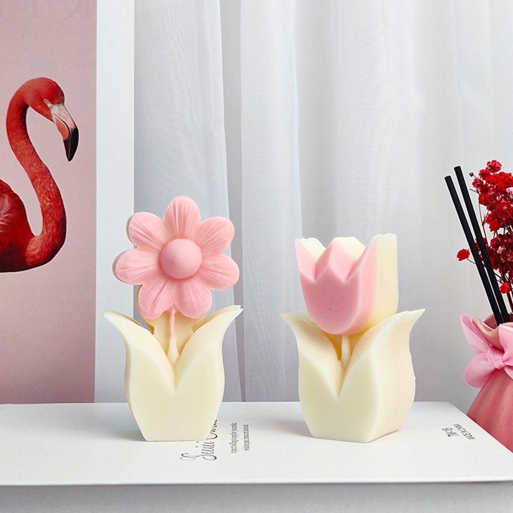 

DIY Crafts Silicone Tulip Flower Shaped Aromatherapy Candle Mold Soap Making Tool Candlestick Mould A