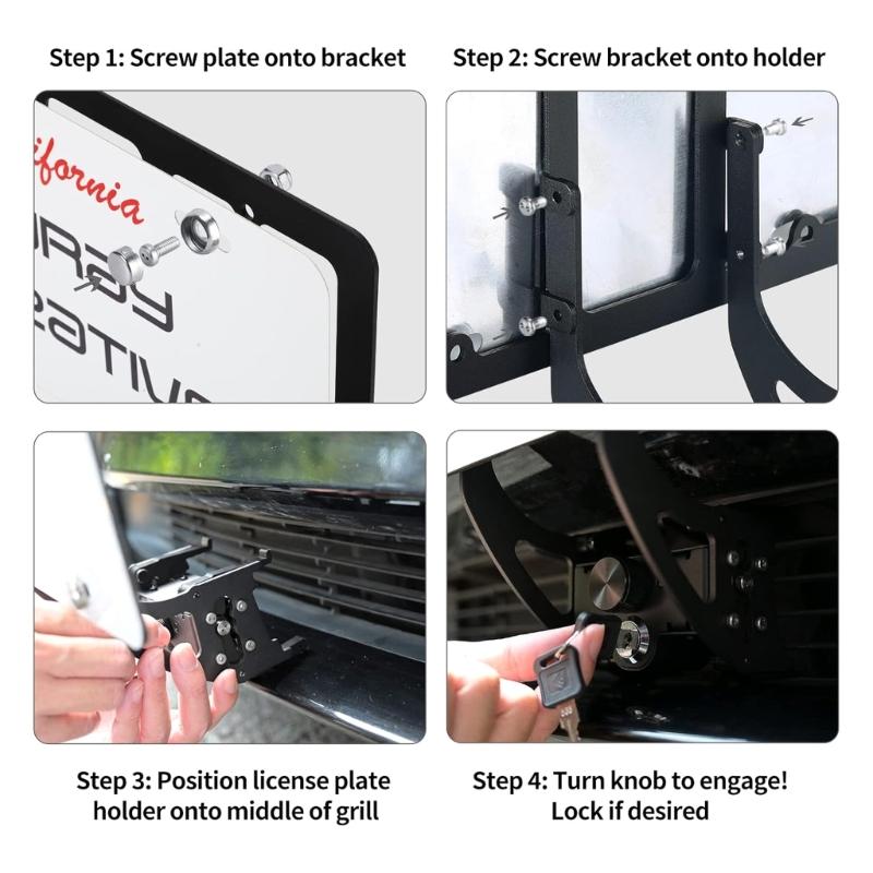 Front License Plates Holder for 2021-2023  AntiTheft, Removable License Plate Bracket Mounting Kit