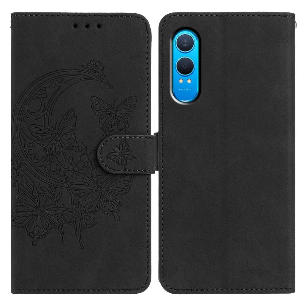For OnePlus Nord CE4 Lite 5G Case Butterfly Flower Imprinted PU Leather Wallet Stand Phone Cover