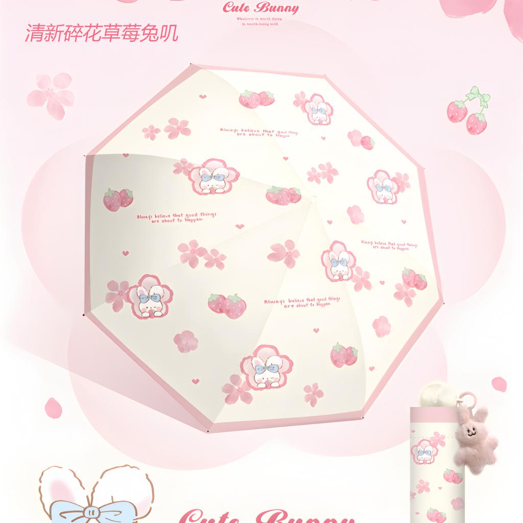 Tri-fold eversion cute fun cartoon umbrella professional digital flower umbrella vinyl sunscreen sun umbrella
