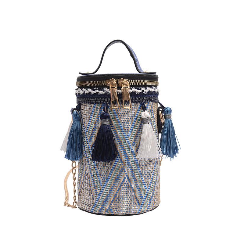 Circular Ethnic Style Handbag Women Shoulder Bag With Tassels For Casual Events
