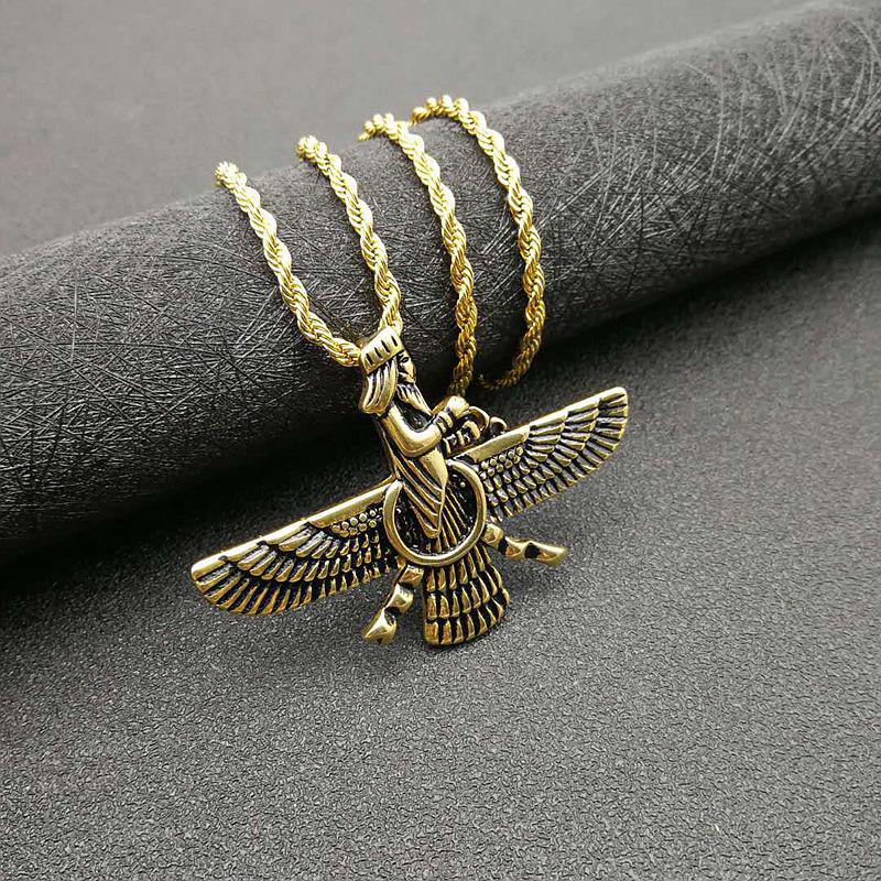 Cross-Border Persian Gold Plated Titanium Zoroastrian Pendant Necklace