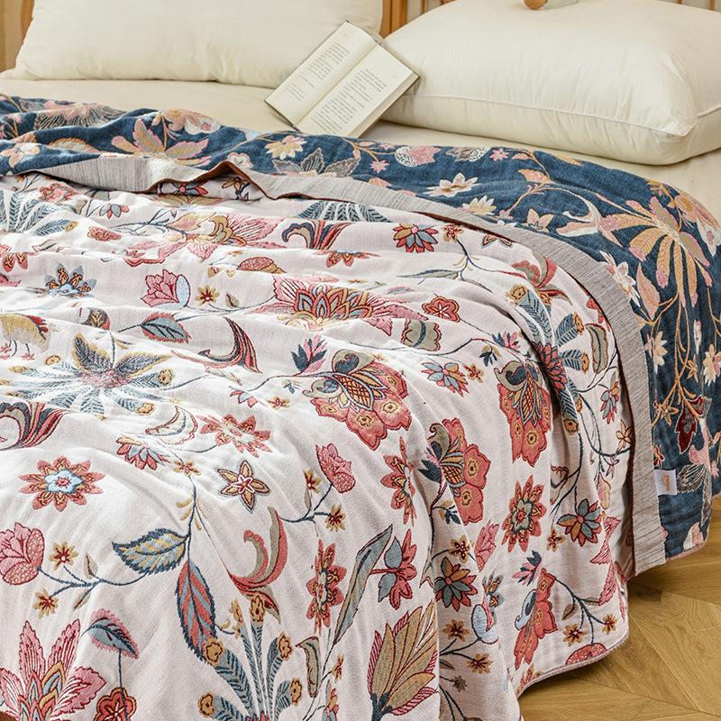 

100% Cotton Blanket, Garden Bed Sheet, Four-Ply Gauze Sheet, Reversible 150x200cm