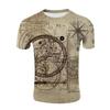 Summer Men's 3D Printed T-shirt, Sailing Compass, Casual Sports Short Sleeved T-shirt