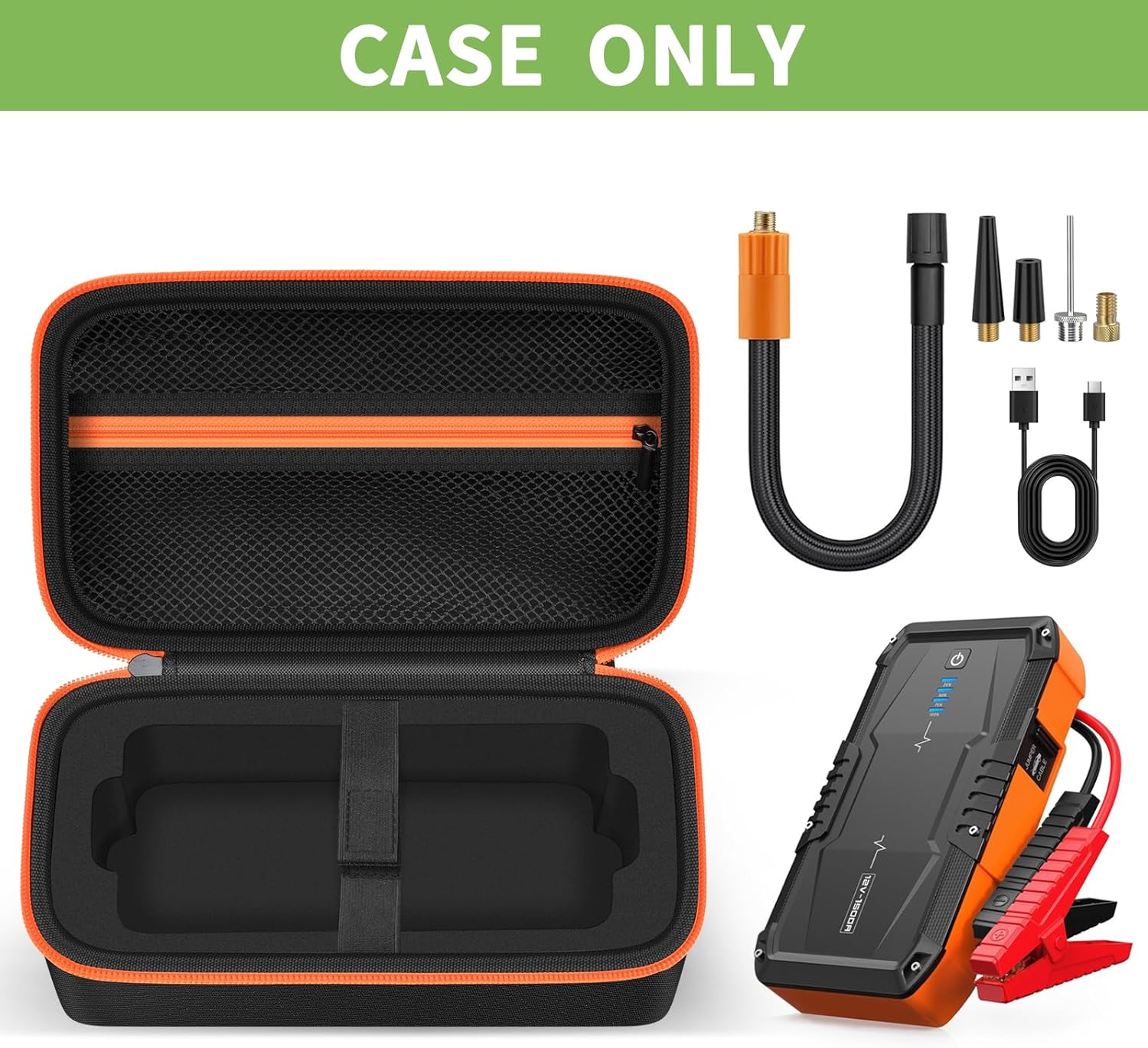 

Чохол для автомобільного пускового пристрою S8 з тримачем, пускові дроти, затискачі та кабель для зарядки USB-C (Тільки коробка) United States