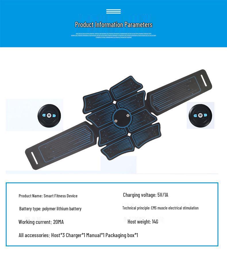 Rechargeable Smart Abdominal Muscle Stimulator Belt with Eight Massage Pads