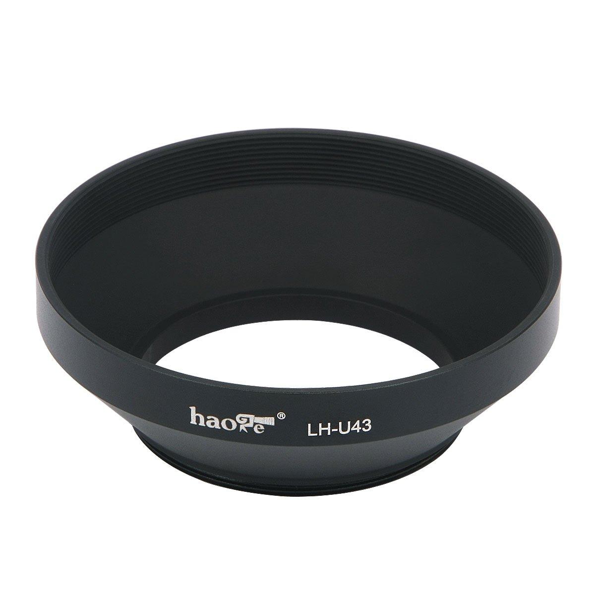 

Haoge Round Metal Lens Hood for Panasonic LUMIX and Leica Digital Cameras LH-U43 Screw-in DMC-LX100 D-LUX