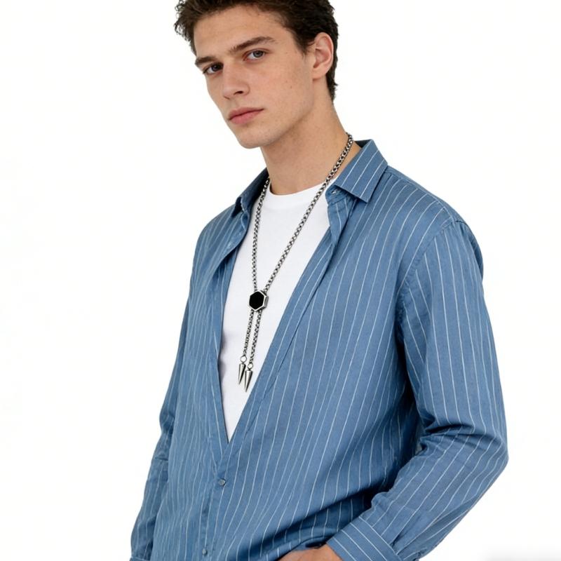 Stainless Steel Bolo Necklace With Hexagonal Pendant Detail For Lightweight Comfort In Casual And Business Settings