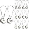 12 Pieces Shower Curtain Hooks, Decorative Moon Star Sun for Bathroom, Rust Proof Metal Stainless Steel Curtain Ring Gothic Bathroom Set Mid Century