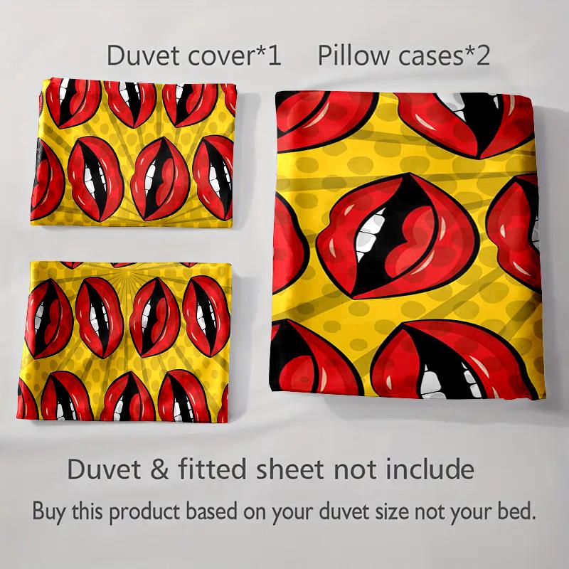 Pop art lips Bedding Duvet cover sets Duvet covers Pillowcases gifts (1 * Duvet Cover 2 * Pillowcases, without duvet insert)