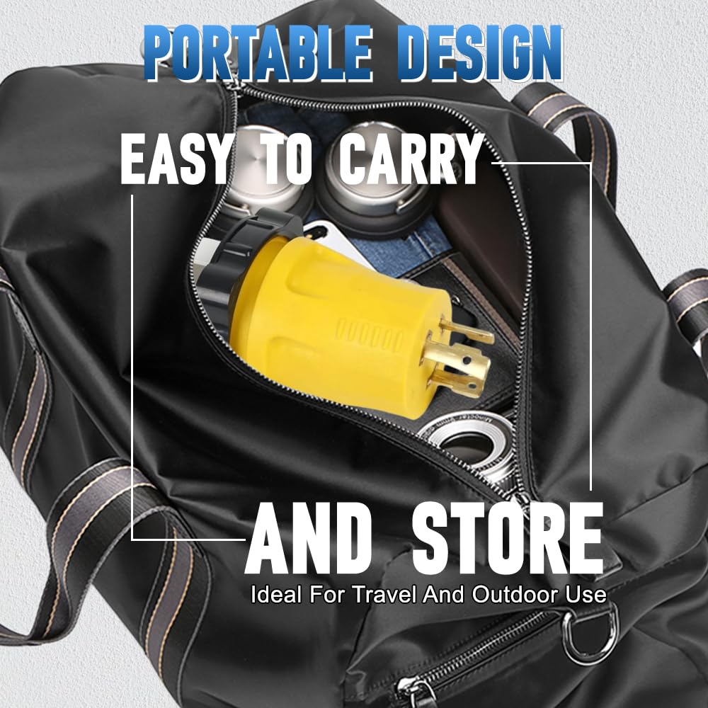 Riloer Shore Power RV Adapter Plug, 1-Pack NEMA L5-30P to SS2-50R RV Generator Adapter, 30A Male to 50A Female 3 Prong Twist Locking Connector,