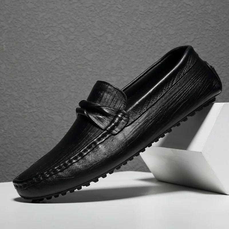 Genuine Leather Men Shoes Luxury Brand Formal Casual Mens Loafers For Men Moccasins Soft Breathable Slip on Boat Shoes