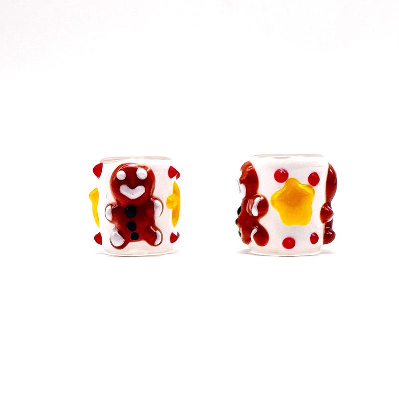 Hand-Painted Glass Christmas Phone Lanyard Beads - DIY Beading Accessories