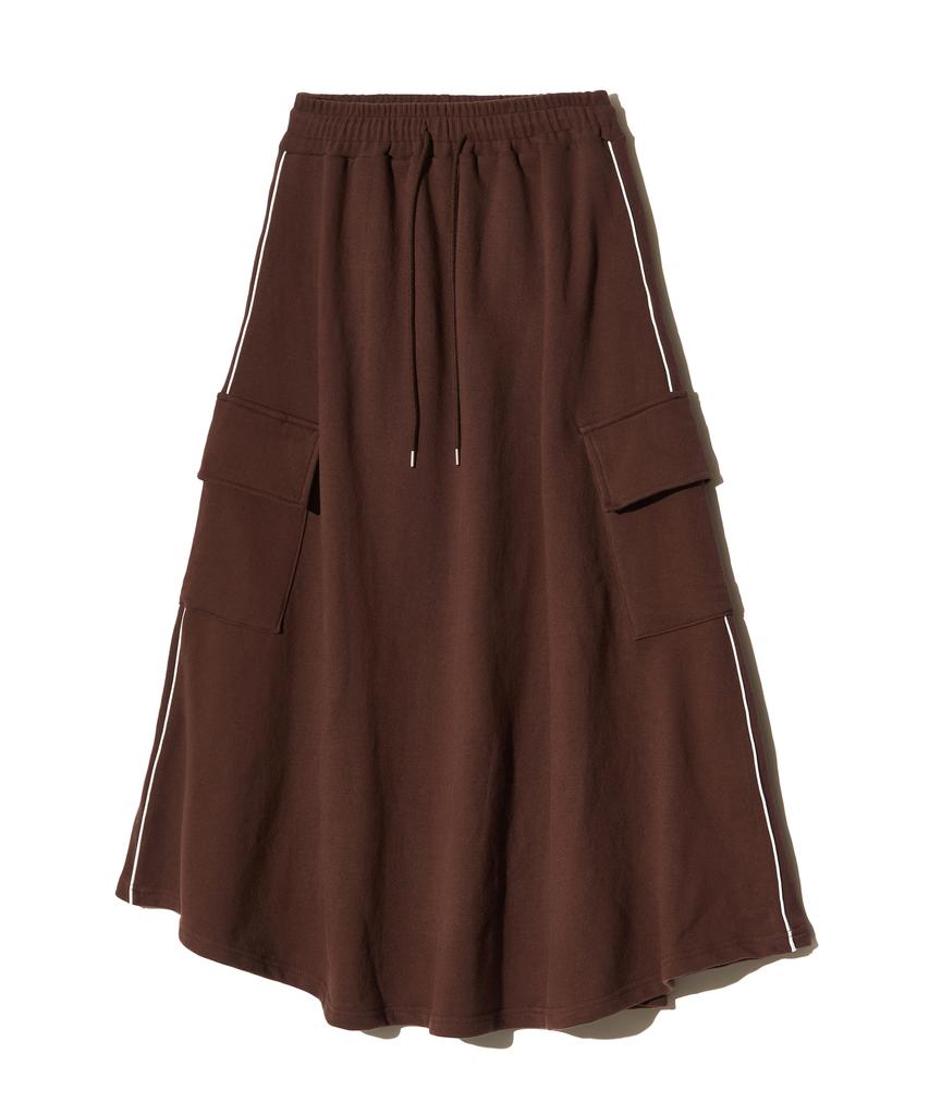 PEACE MAKER Ewp Line Cargo Sweat Skirt (Brown)