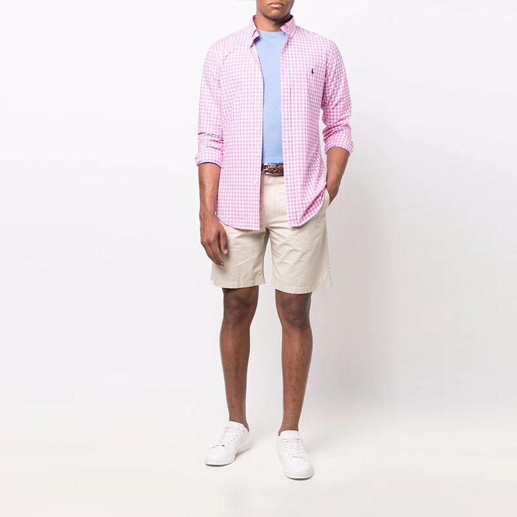 Polo Ralph Lauren SS22 Plaid Button-Up Shirt Men Shirts Pink 710867327-004