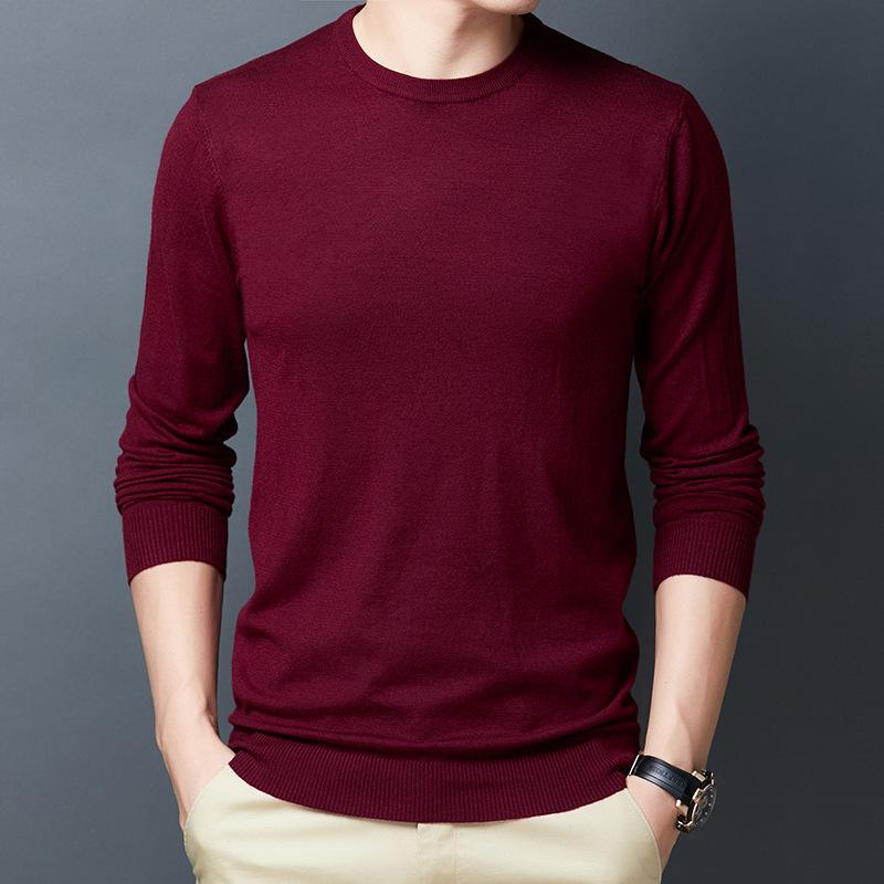 Dünner Pullover mittleren Alters Herren Rundhals Langarm-T-Shirt Pullover Trendy Frühling und Herbst Jugendpullover Herren Wollpullover