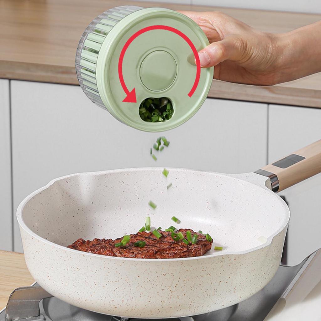 Fruit Vegetable Container Round Shape Multifunctional Plastic Scallion Storage Box Green