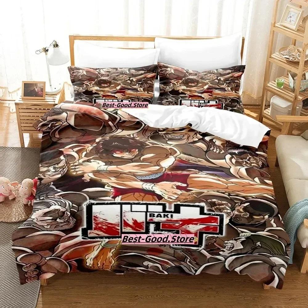 Top Baki Hanma Beding Set Single Twin Printed Bed Linen Set With Pilowcase Bed Soft Duvet Cover Soft Single Double Quen Super King-Sized Dimensionsd