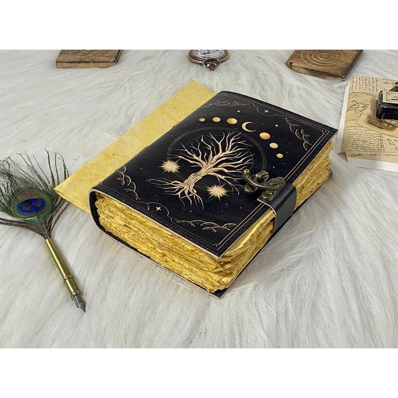Leather Journal Tree of Life - Genuine Leather Notebooks For Women - Beautiful Journal For Sketches Book Traveling Book Blank Spell Book