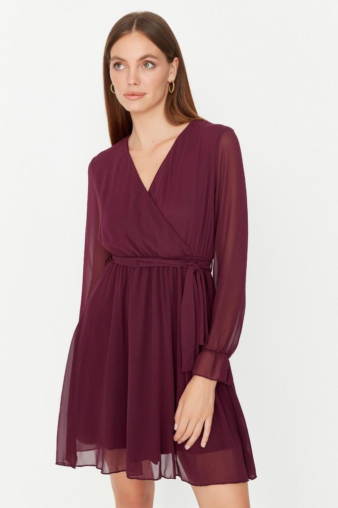 Women's Style Dress Black Belted Double Breasted Woven Dress