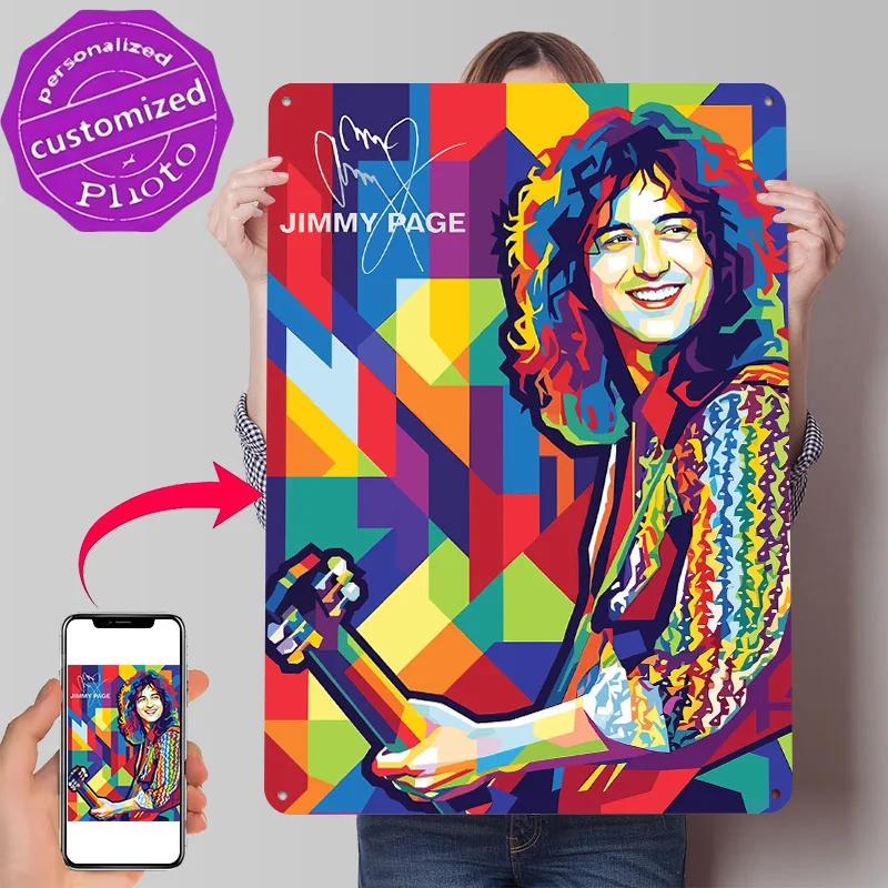 Jimmy Page Wpap Pop Art D Texture Printed Poster Custom Vintage Metal Tin Plate Sign for Wall Art Home Decoration Gaming House