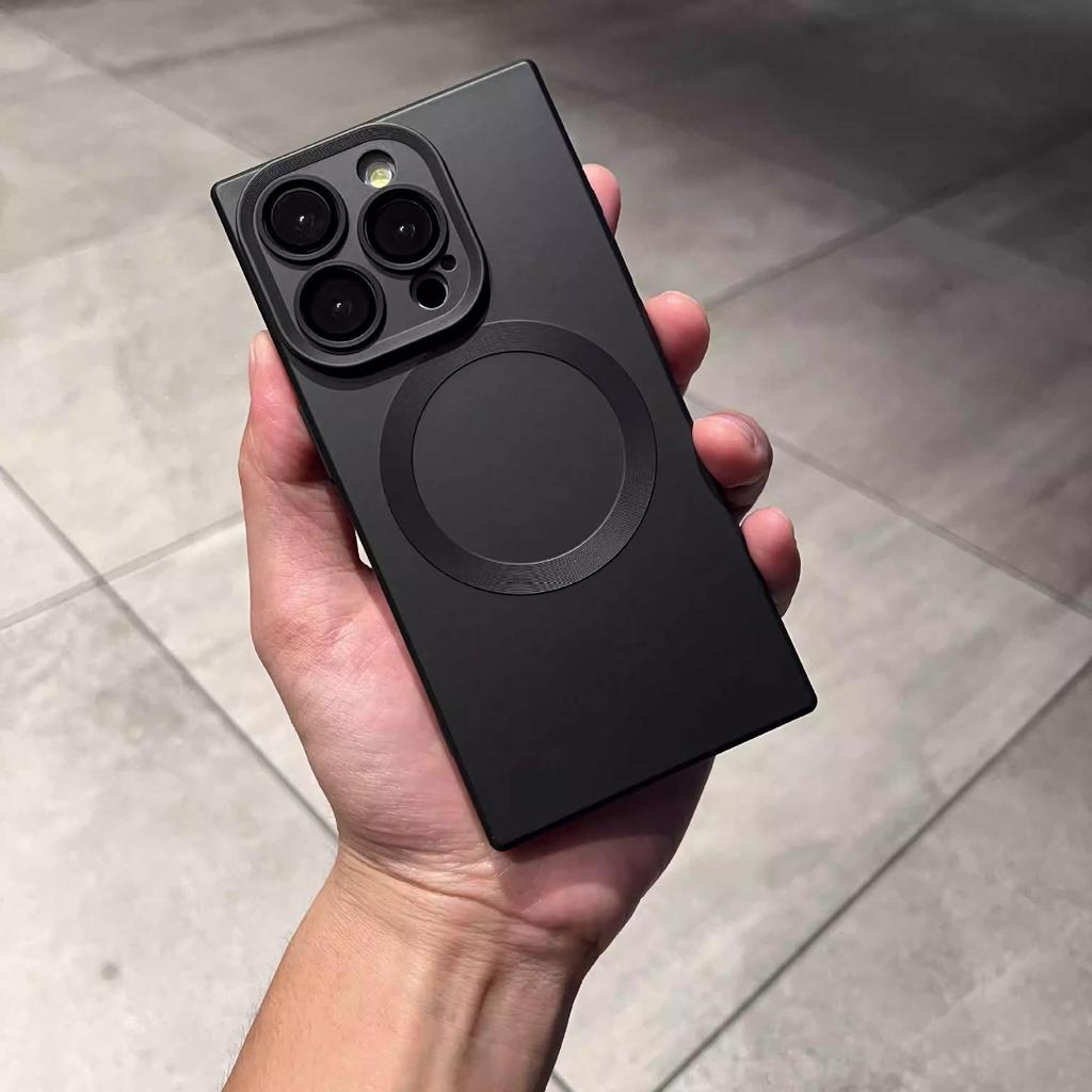 """Kwadratowe Magnetyczne Silikonowe Etui na Telefon dla iPhone 16 Pro Max i iPhone 15 Pro Max"""