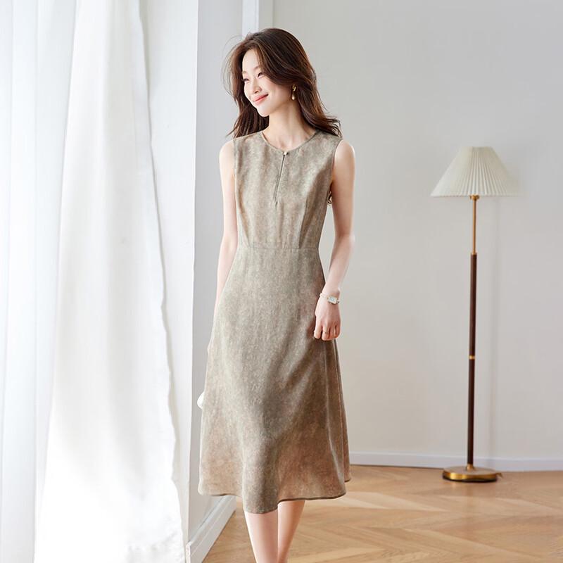 Srcr 22 Momme 100% Mulberry Silk Elegant Slimming Summer Dress 2XL