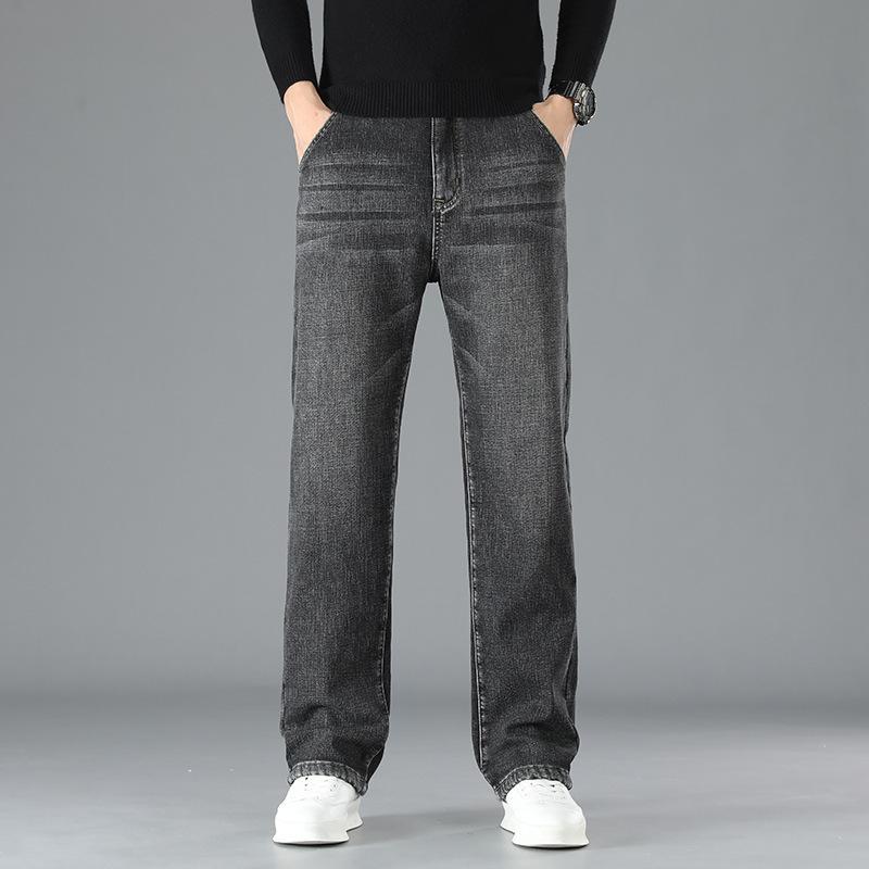 

Весенне-летние джинсы для мужчин Высококачественные Свободные Прямые Большого размера Повседневные Для среднего возраста Деловые Стрейч Брюки для папы 38