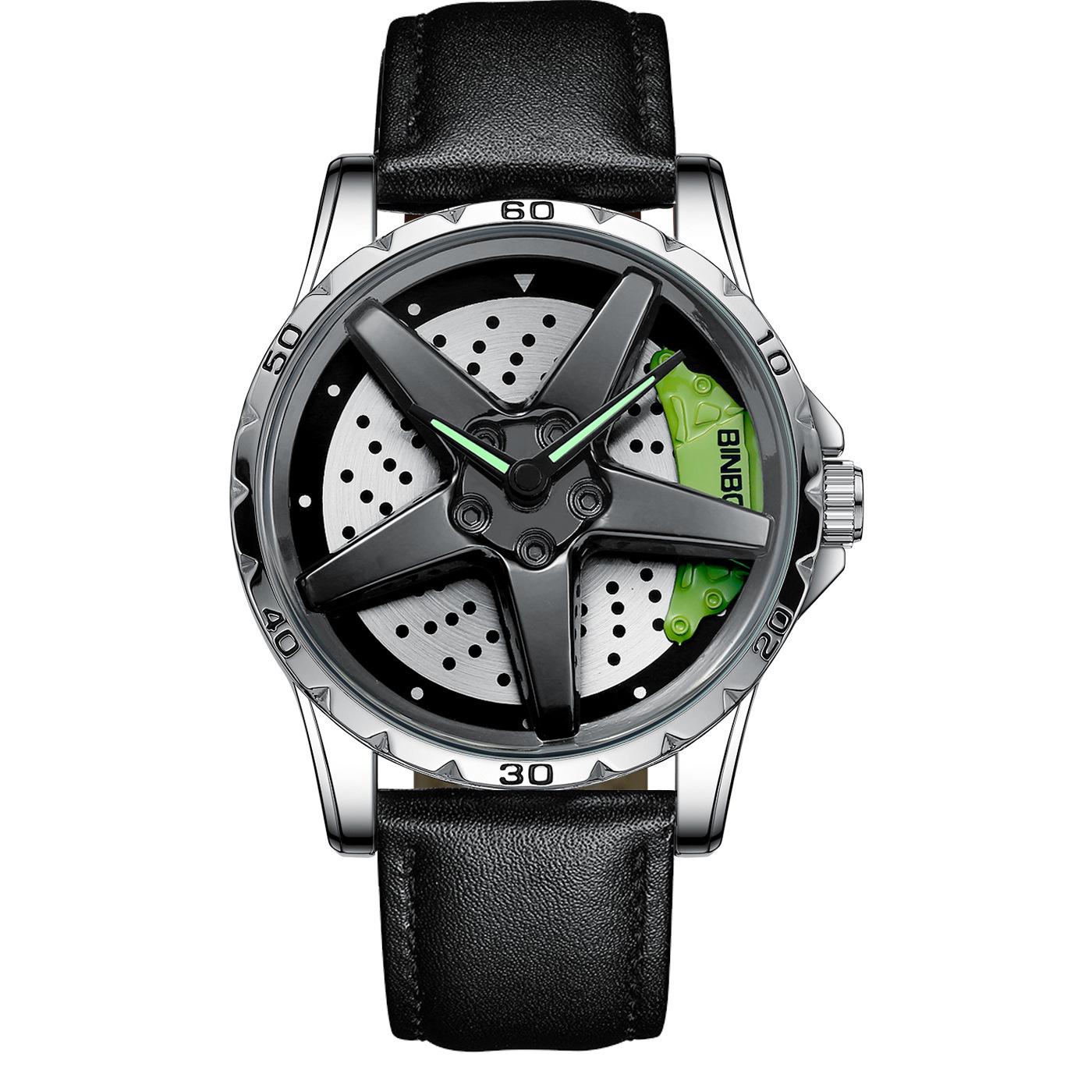 Locomotive engine brake caliper watch male car wheel hub dial modified to run sub-engine
