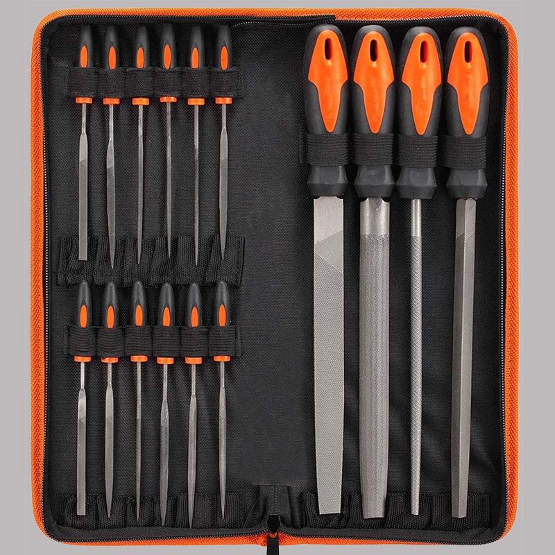 17-Piece Metal File Set: Round Steel Files & Grinding Tools with Bag