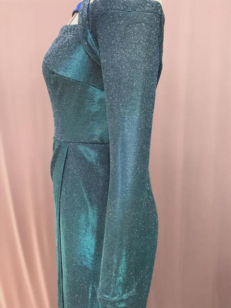 2025 European & American Glam Sequin Oblique Collar Jumpsuit - Mid-Waist Sexy Skirt