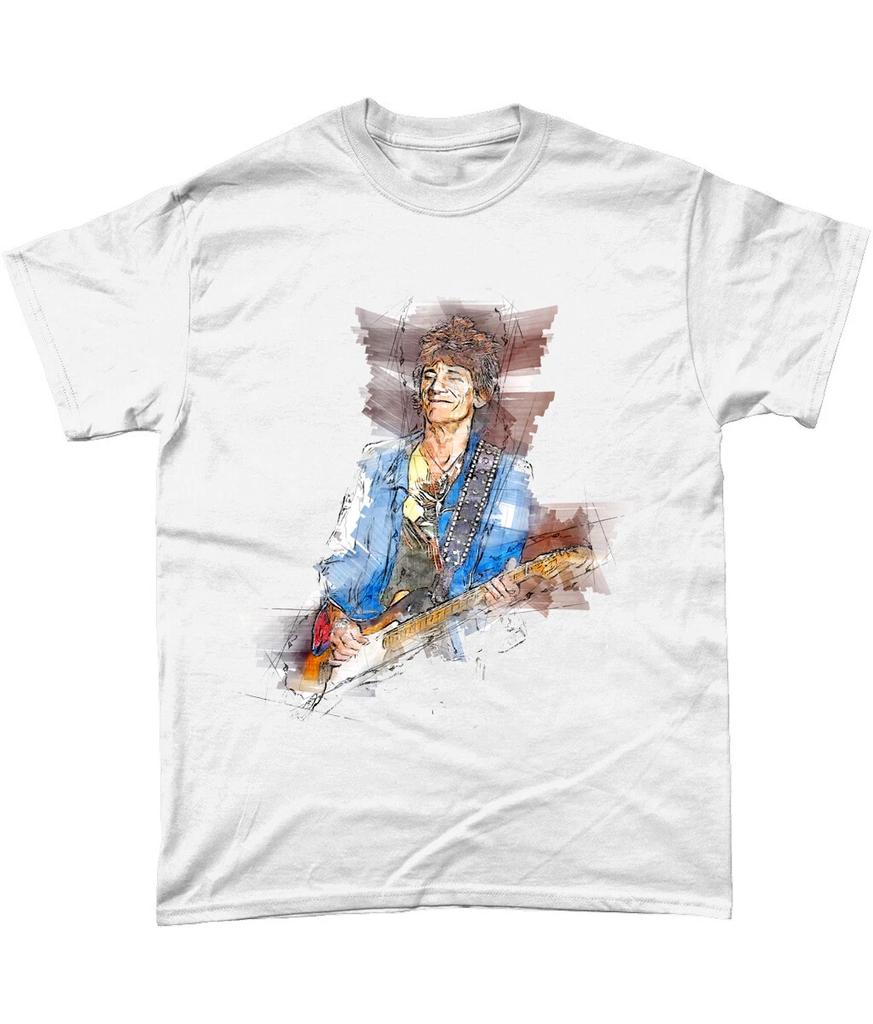 Ronnie Wood Colour Sketch T Shirt Rolling Stones Mick Jagger Keith Richards
