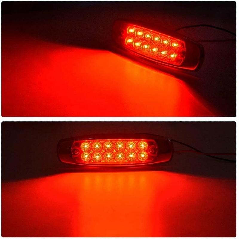 4/2PCS 12-24V 12LED Side Marker Gap Light Clearance Car Trailer Indicator Truck Bus Caravan-Amber/Red/White Tricolor Optional